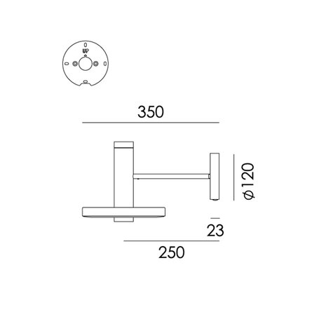 TONONE Beads Wall 35 Downlight wandlamp technische tekening