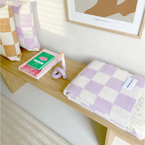 Maison Deux Rainbow Checkerboard plaid Lilac White