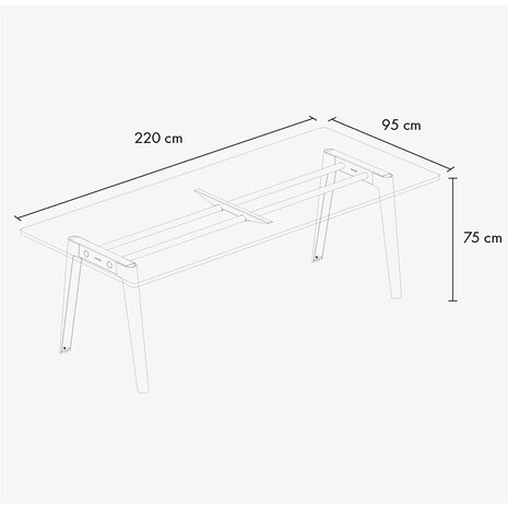 Tiptoe new modern dining table technical drawing 220 cm