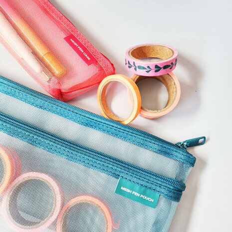 Midori mesh pen case blue