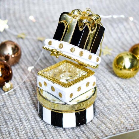 Vondels ornament glas zwart en wit gift boxes