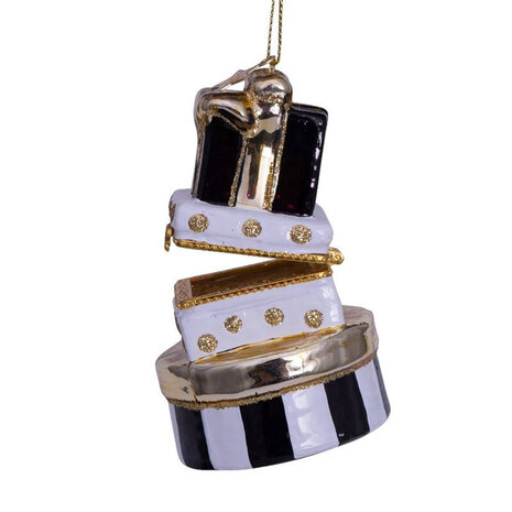 Vondels ornament glas zwart en wit gift boxes