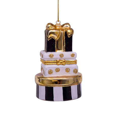 Vondels ornament glas zwart en wit gift boxes