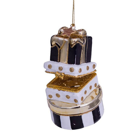 Vondels ornament glas zwart en wit gift boxes