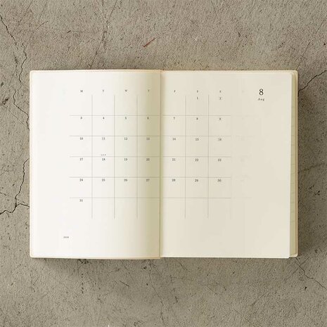 Midori MD Notebook Diary 2026 A5 (Monthly block + 1 day 1 page)