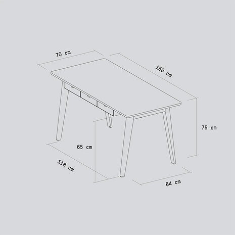TIPTOE New Modern - Bureau met laden (150 cm)