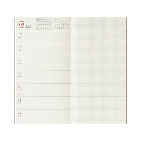Traveler's notebook - 2026 Weekly and Memo Refill Jaaragenda