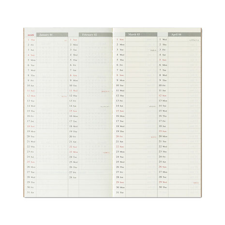 Traveler's notebook - 2026 Weekly and Memo Refill Jaaragenda