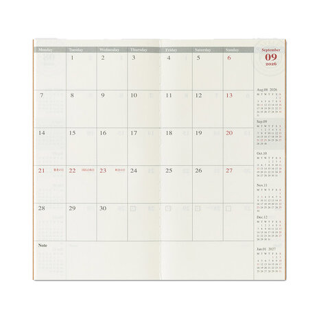 Traveler's notebook - 2026 Monthly Diary regular size