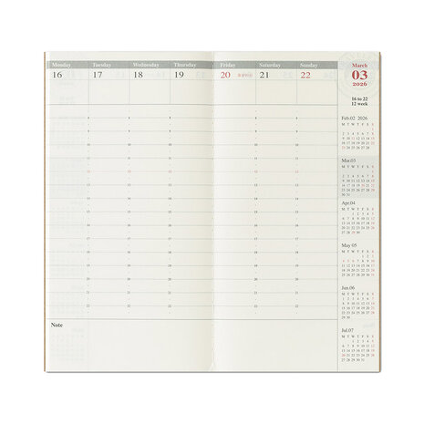 Traveler's notebook - 2026 Weekly Vertical Diary regular size