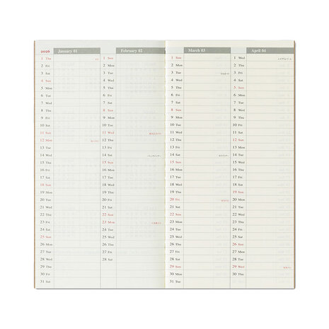 Traveler's notebook - 2026 Weekly Vertical Diary regular size