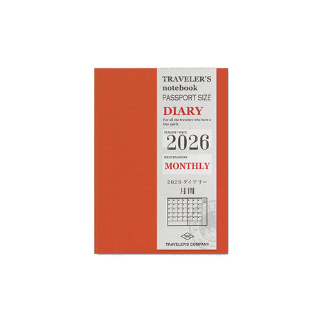 Traveler's notebook Passport Size Diary 2026 Monthly