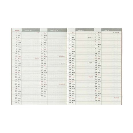 Traveler's notebook Passport Size Diary 2026 Weekly Jaaragenda