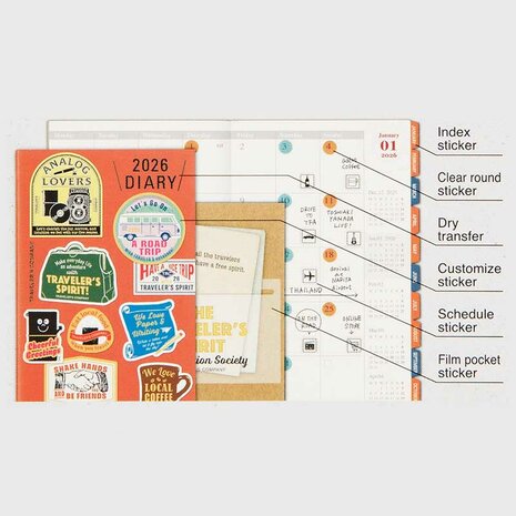 Traveler's notebook Diary 2026 customize Sticker Set 