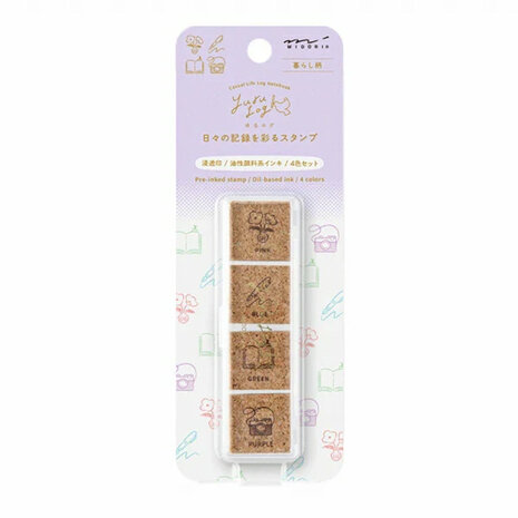 Midori Yuru Log Paintable Stamp Pre-Inked Daily Life Stempeltjes