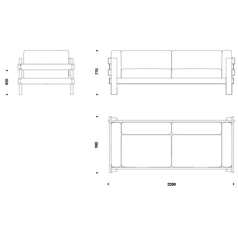 Normann Copenhagen Kube Sofa 3 zitter - grenenhouten frame