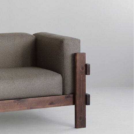 Normann Copenhagen Kube Sofa 3 zitter - Donkerbruin grenen frame
