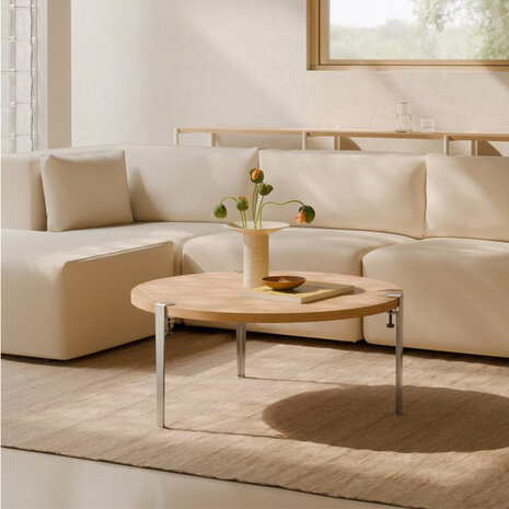 Tiptoe low table 90 cm round RVS stainless steel leg 43 cm