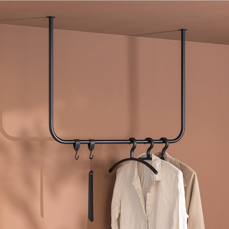 Metallbude plafondkledingstang ENIO - Zwart