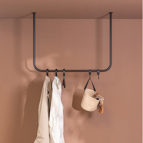 Metallbude plafondkledingstang ENIO - Zwart