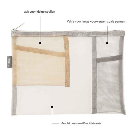 Midori Mesh Pen and Tool Etui - Grijs