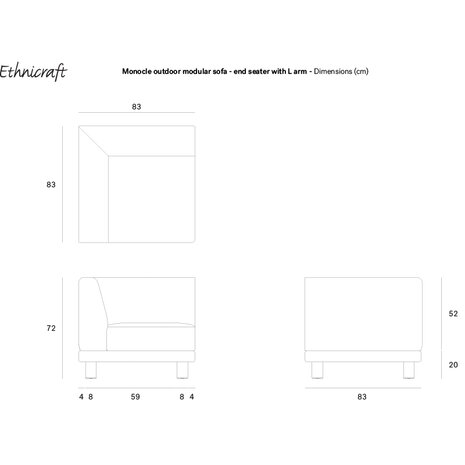 Ethnicraft Monocle outdoor sofa hoekelement