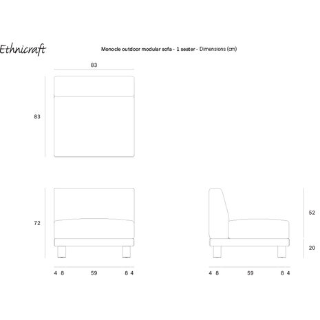 Ethnicraft Monocle outdoor modulaire sofa - 1 zits