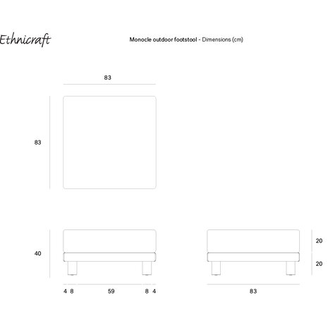 Ethnicraft Monocle outdoor sofa voetbank