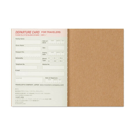 Traveler's notebook Passport Size Diary 2026 Second Half Weekly agenda