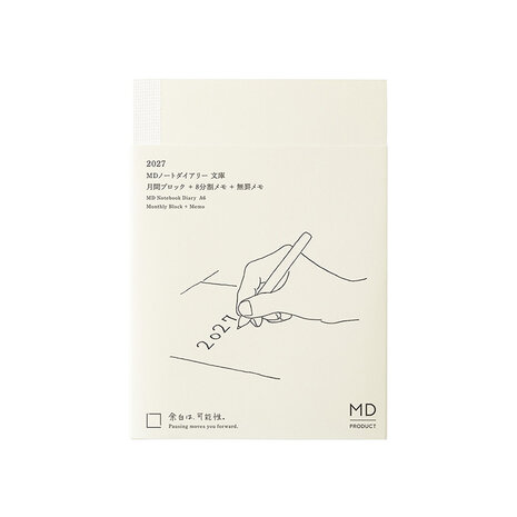 Midori MD Notebook Diary 2027 A6 - Monthly block + memo