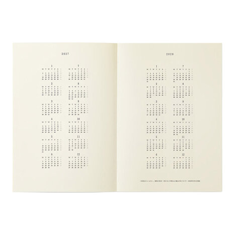 Midori MD Notebook Diary 2027 A5 THIN Monthly block + memo