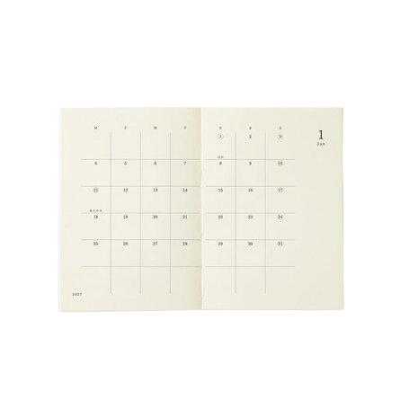 Midori MD Notebook Diary 2027 A7 Monthly block + memo