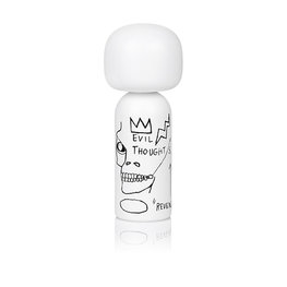 Lucie Kaas Jean Michel Basquiat Evil Thoughts White Kokeshi pop Lucie Kaas Jean Michel Basquiat Evil Thoughts White Kokeshi pop