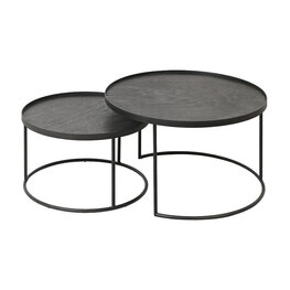 Ethnicraft Round Tray bijzettafel Set Ethnicraft Round Tray bijzettafel Set