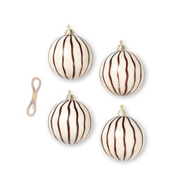 Ferm Living Kerstballen Glas - Lijnen roodbruin (4 stuks) Ferm Living Kerstballen Glas - Lijnen roodbruin (4 stuks)