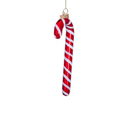Vondels ornament glas Candy Cane - rood met witte decoraties H14cm Vondels ornament glas Candy Cane - rood met witte decoraties H14cm