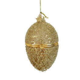 Vondels ornament glas Ei  -  met goud en diamant H11cm Vondels ornament glas Ei  -  met goud en diamant H11cm