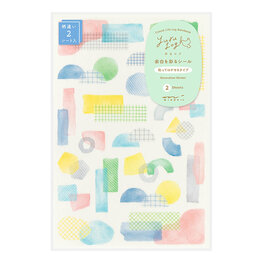 Midori Yuru Log Twee Stickervellen Collage Aquarel